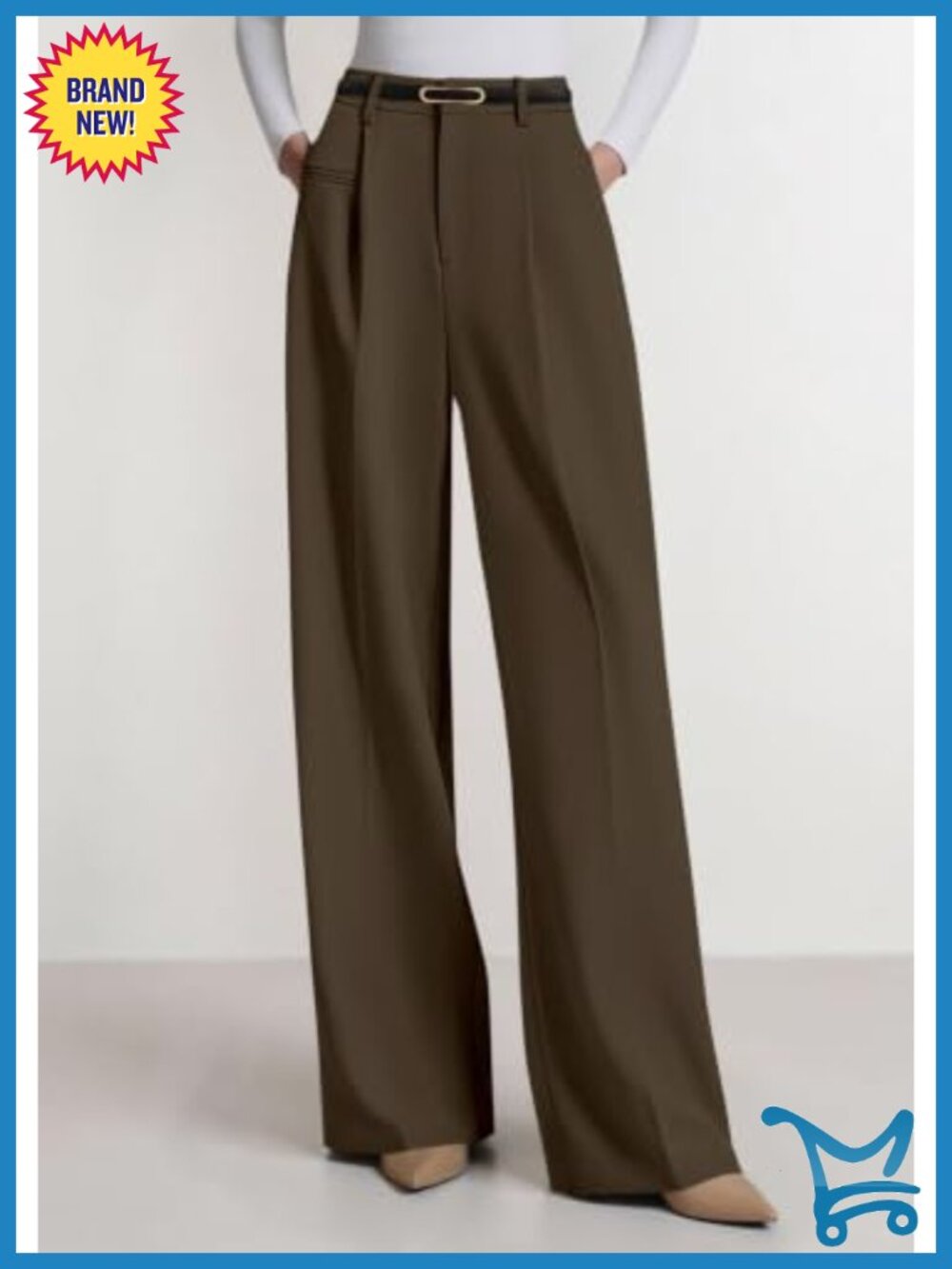 Wide Leg Dress Pants High Waisted Flowy Palazzo Trousers Business Casual Work - Picture 2 of 6
